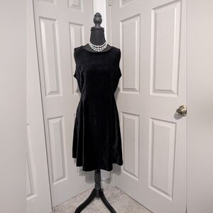 Eva Mendes Black Velour Sleeveless Dress Size 8
